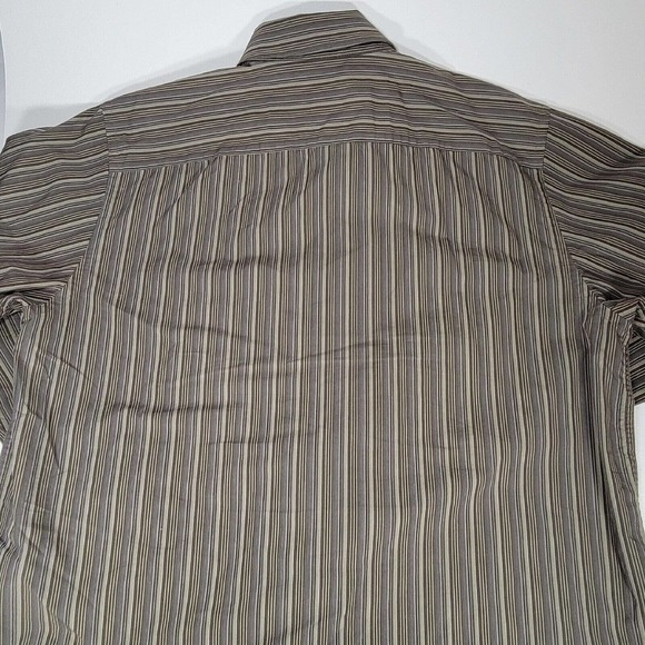 Eddie Bauer Classic Fit Button Up Shirt Mens L Gray Striped Long Sleeve Cotton - Picture 6 of 10